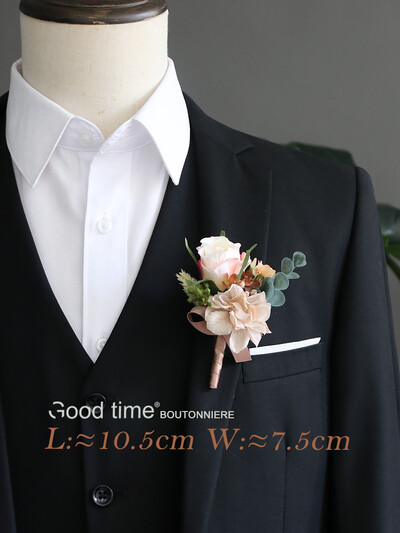 GT Silk Corsages Στολισμός Γάμου Γάμος Τριαντάφυλλο Καρπό Κορσάζ Καρφίτσα Μπουτονιέρα Λουλούδια για Παιώνιες μαργαρίτες Καφέ τόνος