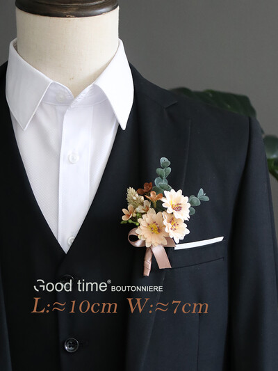 GT Silk Corsages Στολισμός Γάμου Γάμος Τριαντάφυλλο Καρπό Κορσάζ Καρφίτσα Μπουτονιέρα Λουλούδια για Παιώνιες μαργαρίτες Καφέ τόνος