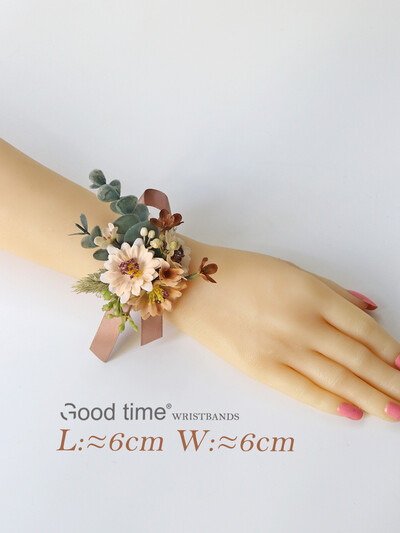 GT Silk Corsages Στολισμός Γάμου Γάμος Τριαντάφυλλο Καρπό Κορσάζ Καρφίτσα Μπουτονιέρα Λουλούδια για Παιώνιες μαργαρίτες Καφέ τόνος