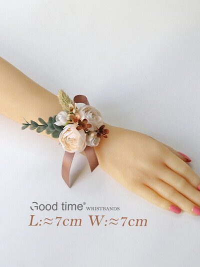 GT Silk Corsages Στολισμός Γάμου Γάμος Τριαντάφυλλο Καρπό Κορσάζ Καρφίτσα Μπουτονιέρα Λουλούδια για Παιώνιες μαργαρίτες Καφέ τόνος