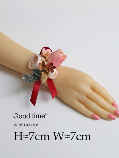 GT Silk Corsages Στολισμός Γάμου Γάμος Τριαντάφυλλο Καρπό Κορσάζ Καρφίτσα Μπουτονιέρα Λουλούδια για Παιώνιες μαργαρίτες Καφέ τόνος