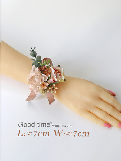 GT Silk Corsages Στολισμός Γάμου Γάμος Τριαντάφυλλο Καρπό Κορσάζ Καρφίτσα Μπουτονιέρα Λουλούδια για Παιώνιες μαργαρίτες Καφέ τόνος