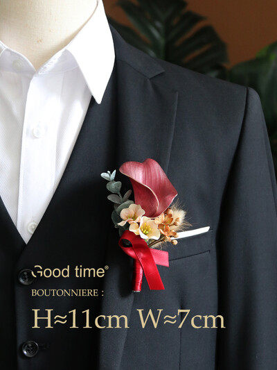 GT Silk Corsages Στολισμός Γάμου Γάμος Τριαντάφυλλο Καρπό Κορσάζ Καρφίτσα Μπουτονιέρα Λουλούδια για Παιώνιες μαργαρίτες Καφέ τόνος