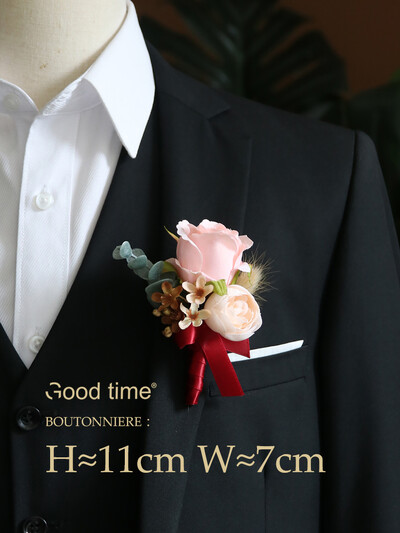 GT Silk Corsages Στολισμός Γάμου Γάμος Τριαντάφυλλο Καρπό Κορσάζ Καρφίτσα Μπουτονιέρα Λουλούδια για Παιώνιες μαργαρίτες Καφέ τόνος