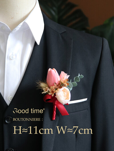 GT Silk Corsages Στολισμός Γάμου Γάμος Τριαντάφυλλο Καρπό Κορσάζ Καρφίτσα Μπουτονιέρα Λουλούδια για Παιώνιες μαργαρίτες Καφέ τόνος