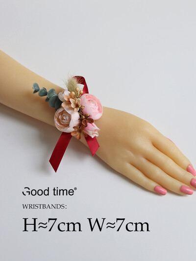 GT Silk Corsages Στολισμός Γάμου Γάμος Τριαντάφυλλο Καρπό Κορσάζ Καρφίτσα Μπουτονιέρα Λουλούδια για Παιώνιες μαργαρίτες Καφέ τόνος