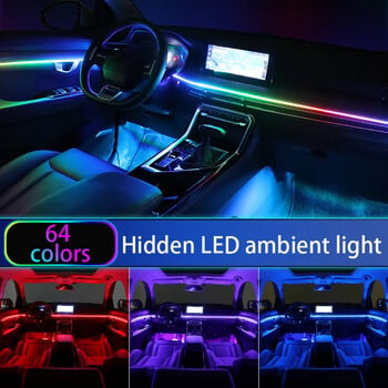 18in1 Neon Car Interior Ambient Light APP DIY Control Acrylic Strip Light Guide Fiber Optic RGB Auto Decoration Atmosphere Lamp