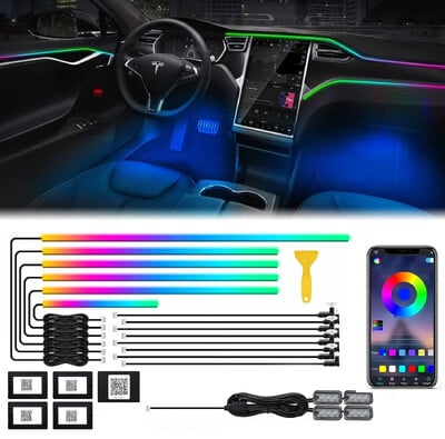 18u1 neonska ambijentalna rasvjeta interijera automobila APP DIY Control Akrilna traka Svjetlosni vodič Fiber Optic RGB Auto Decoration Atmosphere Lamp