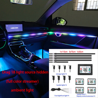 18in1 Νέον Αυτοκίνητο Εσωτερικού Φωτισμού Περιβάλλοντος APP DIY Control Ακρυλική ταινία Οδηγός φωτός οπτικών ινών RGB Auto Decoration Light Atmosphere