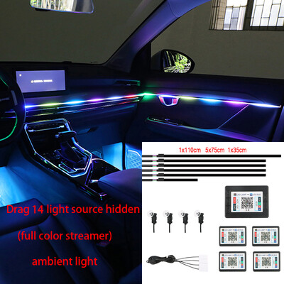 Universal ακρυλικό νέον LED λωρίδα φωτιστικών εσωτερικού χώρου αυτοκινήτου για Οδηγός APP αυτοκινήτου Οπτικών ινών RGB Auto Decoration Light Atmosphere
