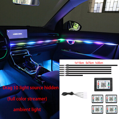 Universal ακρυλικό νέον LED λωρίδα φωτιστικών εσωτερικού χώρου αυτοκινήτου για Οδηγός APP αυτοκινήτου Οπτικών ινών RGB Auto Decoration Light Atmosphere
