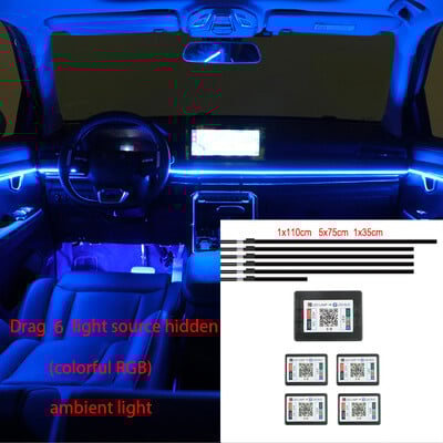 Universal ακρυλικό νέον LED λωρίδα φωτιστικών εσωτερικού χώρου αυτοκινήτου για Οδηγός APP αυτοκινήτου Οπτικών ινών RGB Auto Decoration Light Atmosphere