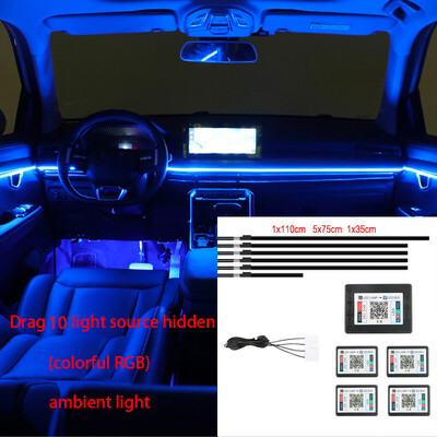 Universal ακρυλικό νέον LED λωρίδα φωτιστικών εσωτερικού χώρου αυτοκινήτου για Οδηγός APP αυτοκινήτου Οπτικών ινών RGB Auto Decoration Light Atmosphere