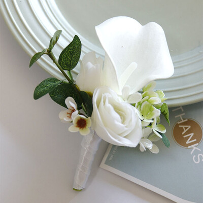 Бяла бутониера Корсаж за китка Шаферка Сватбен декор Булка Цветя accessoires de mariage