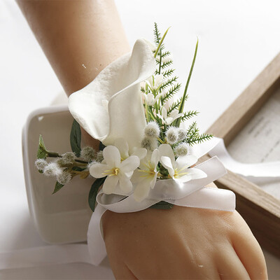 Бяла бутониера Корсаж за китка Шаферка Сватбен декор Булка Цветя accessoires de mariage