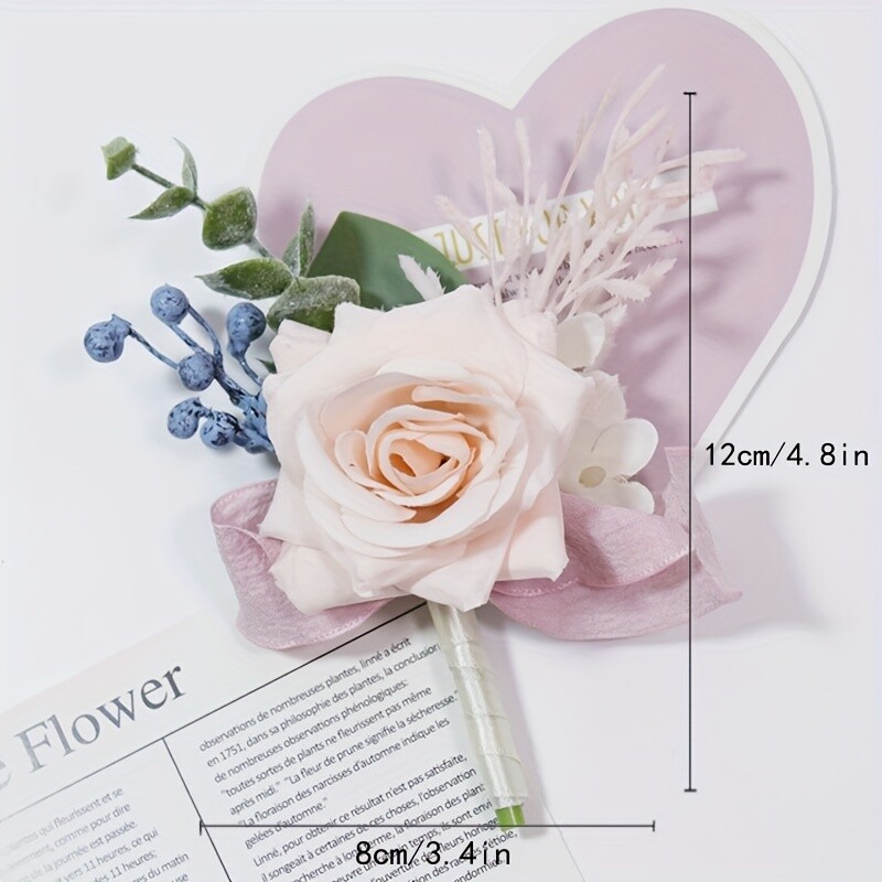 Dirbtinių gėlių korsažas ir boutonniere, Bride Shower Prom oficialaus vakarienės jubiliejaus aksesuarai, Vestuvių gėlė