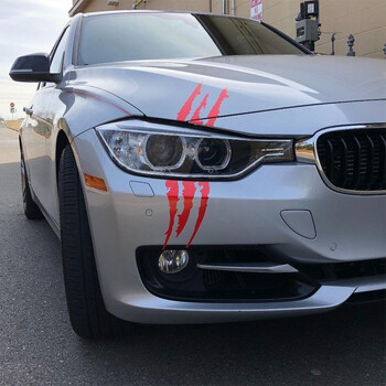 HungMieh Car Sticker 3D 40*12cm Monster Sticker Scratch Spee Claw Marks Auto Stickers on Car Styling Black Silver Red