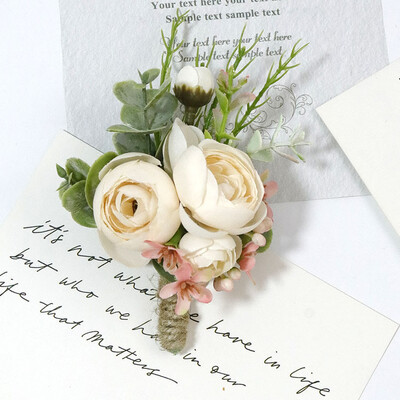 Γαμπρός Κορσάζ Γάμος Μπουτονιέρα Ροζ Καρφίτσα Λουλούδια Παράνυμφος Καρφίτσα Κουμπότρυπα Μπουτονιέρα για Καλεσμένους Αξεσουάρ γάμου