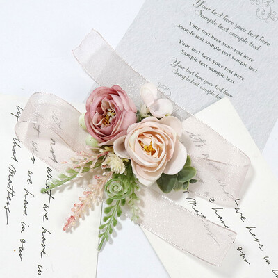 Γαμπρός Κορσάζ Γάμος Μπουτονιέρα Ροζ Καρφίτσα Λουλούδια Παράνυμφος Καρφίτσα Κουμπότρυπα Μπουτονιέρα για Καλεσμένους Αξεσουάρ γάμου