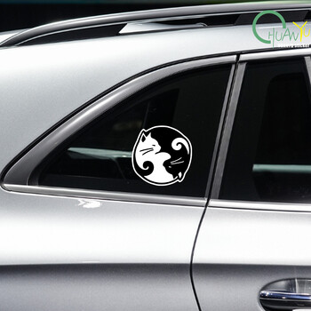 Αυτοκόλλητο αυτοκινήτου Cat Yin Yang Vinyl Decal Αδιάβροχο Διακόσμηση αυτοκινήτου Προφυλακτήρας αμαξώματος πίσω παράθυρο Αυτοκόλλητο φορητού υπολογιστή