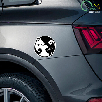 Αυτοκόλλητο αυτοκινήτου Cat Yin Yang Vinyl Decal Αδιάβροχο Διακόσμηση αυτοκινήτου Προφυλακτήρας αμαξώματος πίσω παράθυρο Αυτοκόλλητο φορητού υπολογιστή