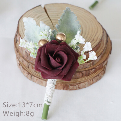 Boutonniere za mladoženju Corsage Wedding Rose Umjetni muški broš Cvijeće Odijela Dekoracija Prom Bračni dodaci