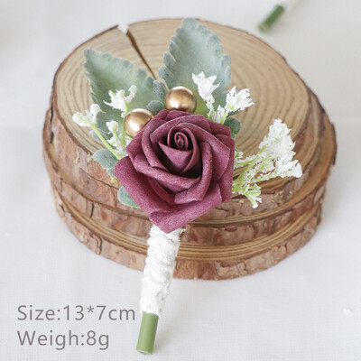 Boutonniere za mladoženju Corsage Wedding Rose Umjetni muški broš Cvijeće Odijela Dekoracija Prom Bračni dodaci