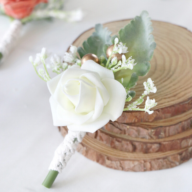 Boutonniere za mladoženju Corsage Wedding Rose Umjetni muški broš Cvijeće Odijela Dekoracija Prom Bračni dodaci