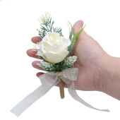 2 kom Boutonniere Wedding Corsage Igle Mladoženja Boutonniere Cvijeće Svileni broš Gumb za gumbe Muškarci Vjenčanje Svjedok Bračni pribor