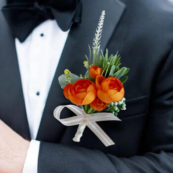 1 τμχ Μπουτονιέρα Flowers Corsage Καρφίτσα Boutonniere Buttonhole Ανδρικό βραχιόλι γάμου Bridesmaid Wedding Buttonhole Witness Corsage