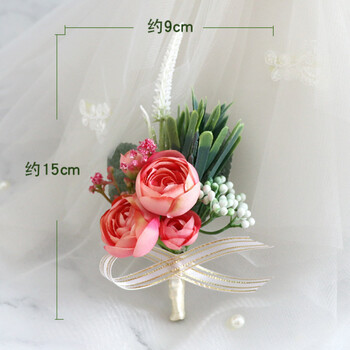 1 τμχ Μπουτονιέρα Flowers Corsage Καρφίτσα Boutonniere Buttonhole Ανδρικό βραχιόλι γάμου Bridesmaid Wedding Buttonhole Witness Corsage