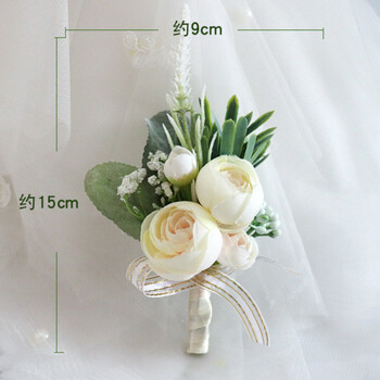 1 τμχ Μπουτονιέρα Flowers Corsage Καρφίτσα Boutonniere Buttonhole Ανδρικό βραχιόλι γάμου Bridesmaid Wedding Buttonhole Witness Corsage