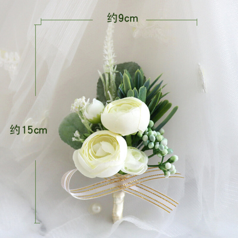 1PC Boutonniere Cvijeće Corsage Pin Boutonniere Buttonle Muškarci Vjenčana narukvica Vjenčane djeveruše Gumb Svjedoci Corsage