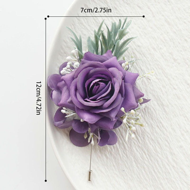 Vjenčanje Ljubičasta Boutonniere Svilene ruže Corsage Zapešće Narukvica za djeveruše Cvijeće Mladoženja Odijelo s rupicama Broche accesorios de boda