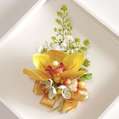 Boutonniere i Wrist Corsag Poslovna proslava Poprsje Handflower Svadbeni pribor Foto studio Žuta magnolija 275