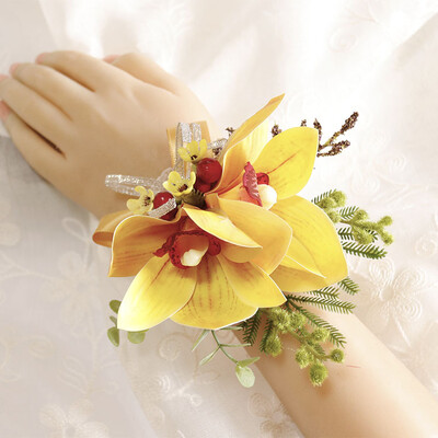 Boutonniere i Wrist Corsag Poslovna proslava Poprsje Handflower Svadbeni pribor Foto studio Žuta magnolija 275