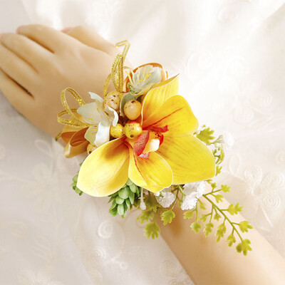 Boutonniere i Wrist Corsag Poslovna proslava Poprsje Handflower Svadbeni pribor Foto studio Žuta magnolija 275