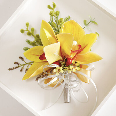 Boutonniere i Wrist Corsag Poslovna proslava Poprsje Handflower Svadbeni pribor Foto studio Žuta magnolija 275