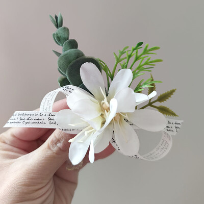 Ružičasta orhideja Corsage Boutonniere Vjenčani dodaci Gumb za gumbe Muškarci Nevjesta Narukvica za djeveruše Umjetno cvijeće Dekoracija stola za maturalnu