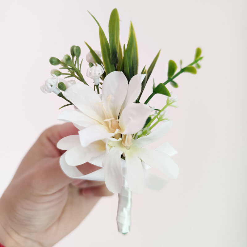 Ružičasta orhideja Corsage Boutonniere Vjenčani dodaci Gumb za gumbe Muškarci Nevjesta Narukvica za djeveruše Umjetno cvijeće Dekoracija stola za maturalnu