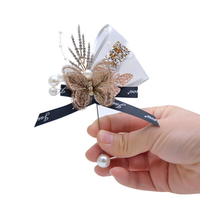 Gėlės Dirbtinis drugelis Korsažas sagų skylutė Jaunikiams Vestuvių aksesuarai Krūtinė Gėlė Sagė Helovino Kalėdų dovana