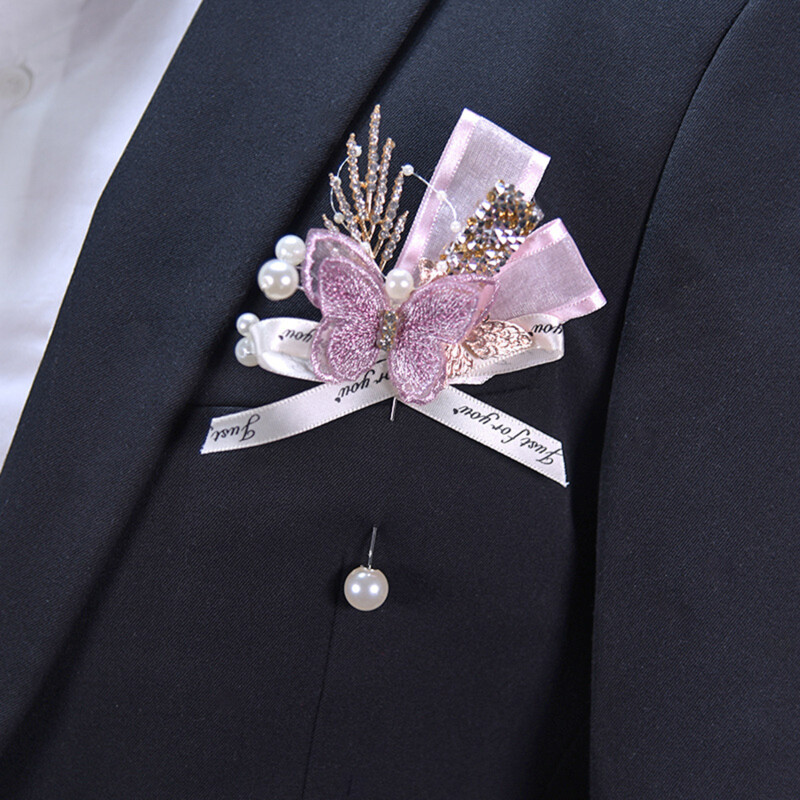 Gėlės Dirbtinis drugelis Korsažas sagų skylutė Jaunikiams Vestuvių aksesuarai Krūtinė Gėlė Sagė Helovino Kalėdų dovana