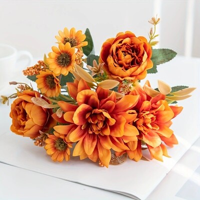 1 buc. Ofertă caldă, flori artificiale, mătase, dalie, trandafir, margaretă, decorațiuni pentru casă de Crăciun, cameră bonsai, buchet de mireasă, petrecere, cutie de bricolaj