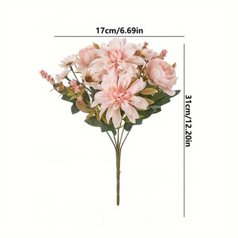 1 buc. Ofertă caldă, flori artificiale, mătase, dalie, trandafir, margaretă, decorațiuni pentru casă de Crăciun, cameră bonsai, buchet de mireasă, petrecere, cutie de bricolaj