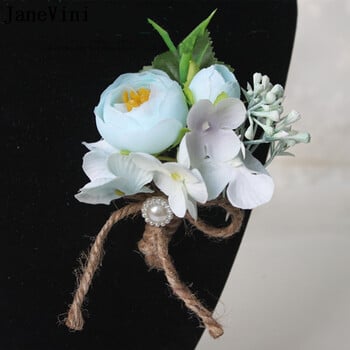 JaneVini 2023 Korea Wedding Groom Boutonniere Ανδρικό κοστούμι Κουμπότρυπα καρφίτσα κορσάζ Τεχνητό βραχιολάκι λουλούδι αξεσουάρ γάμου