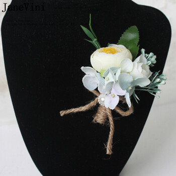 JaneVini 2023 Korea Wedding Groom Boutonniere Ανδρικό κοστούμι Κουμπότρυπα καρφίτσα κορσάζ Τεχνητό βραχιολάκι λουλούδι αξεσουάρ γάμου