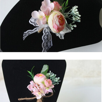 JaneVini 2023 Korea Wedding Groom Boutonniere Ανδρικό κοστούμι Κουμπότρυπα καρφίτσα κορσάζ Τεχνητό βραχιολάκι λουλούδι αξεσουάρ γάμου