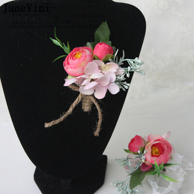 JaneVini 2023 Korea Wedding Groom Boutonniere Ανδρικό κοστούμι Κουμπότρυπα καρφίτσα κορσάζ Τεχνητό βραχιολάκι λουλούδι αξεσουάρ γάμου