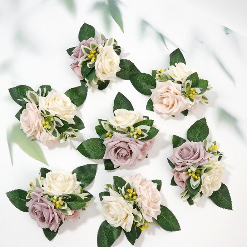 Naujos dirbtinės gėlės Boutonniere riešo korsažo sagos vestuvinės nuotakos kostiumo liudytojų priedai