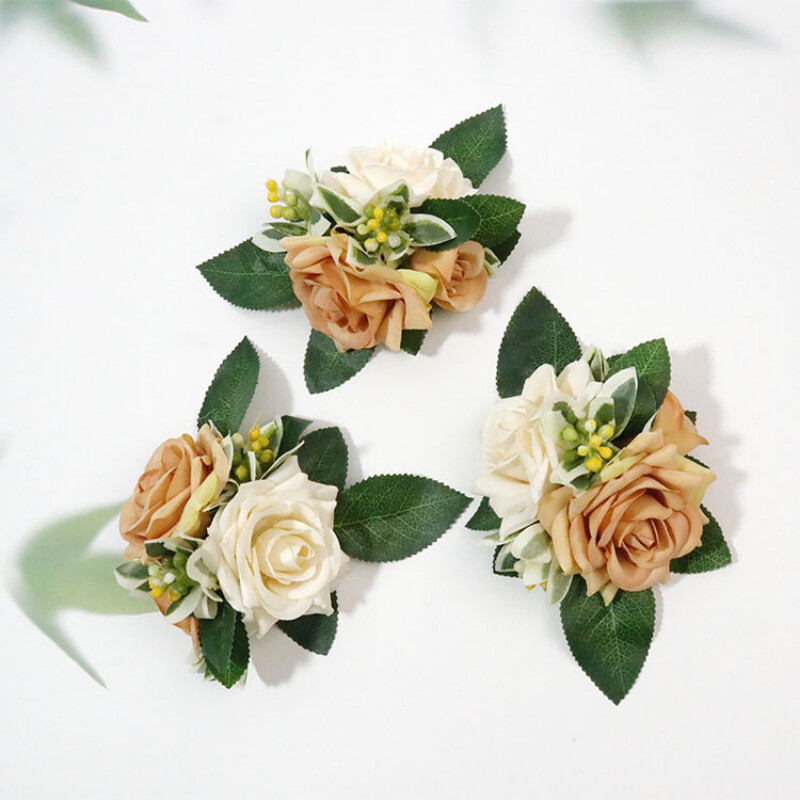 Naujos dirbtinės gėlės Boutonniere riešo korsažo sagos vestuvinės nuotakos kostiumo liudytojų priedai